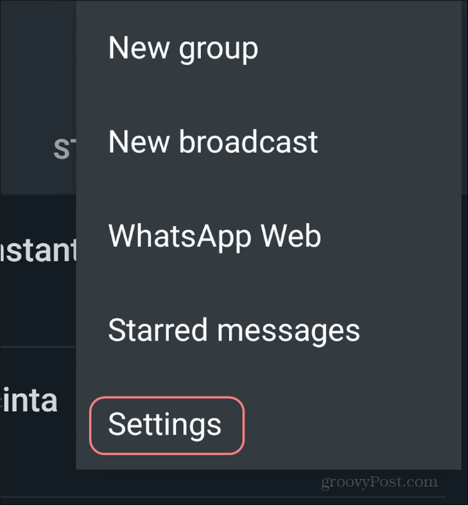 Izbrišite postavke računa WhatsApp