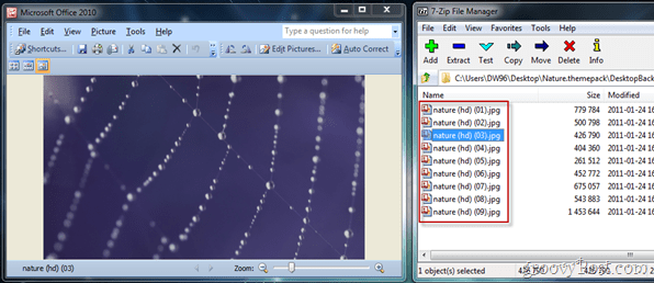 ekstrakt pozadine iz datoteke datoteka Windows 7
