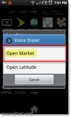 Otvorite tržište Android aplikacija glasom na android telefonima