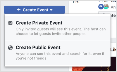 Stvorite opcije padajućeg popisa događaja na Facebook stranici događaja