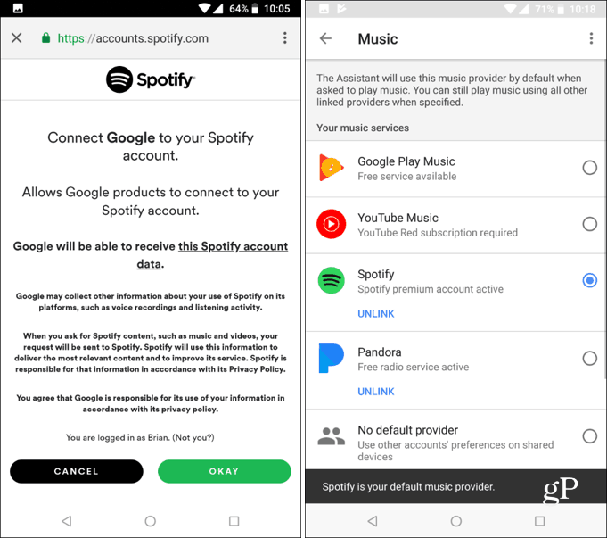 Postavite zadanu glazbenu uslugu Google Assistant