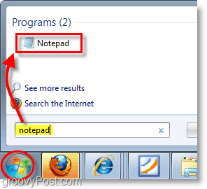 Snimak zaslona sustava Windows 7 - otvorite bilježnicu