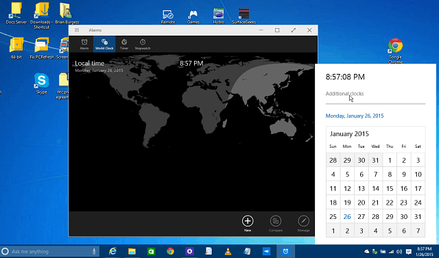 Omogućite skriveni kalendar, sat i spartan u sustavu Windows 10