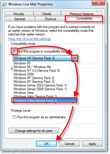 način rada kompatibilnosti s Windows Vista Vista