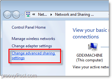 napredni dijeljenje naselja u Windows 7