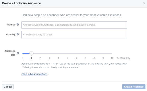 Stvorite Facebook sličnu publiku na temelju postojeće publike.