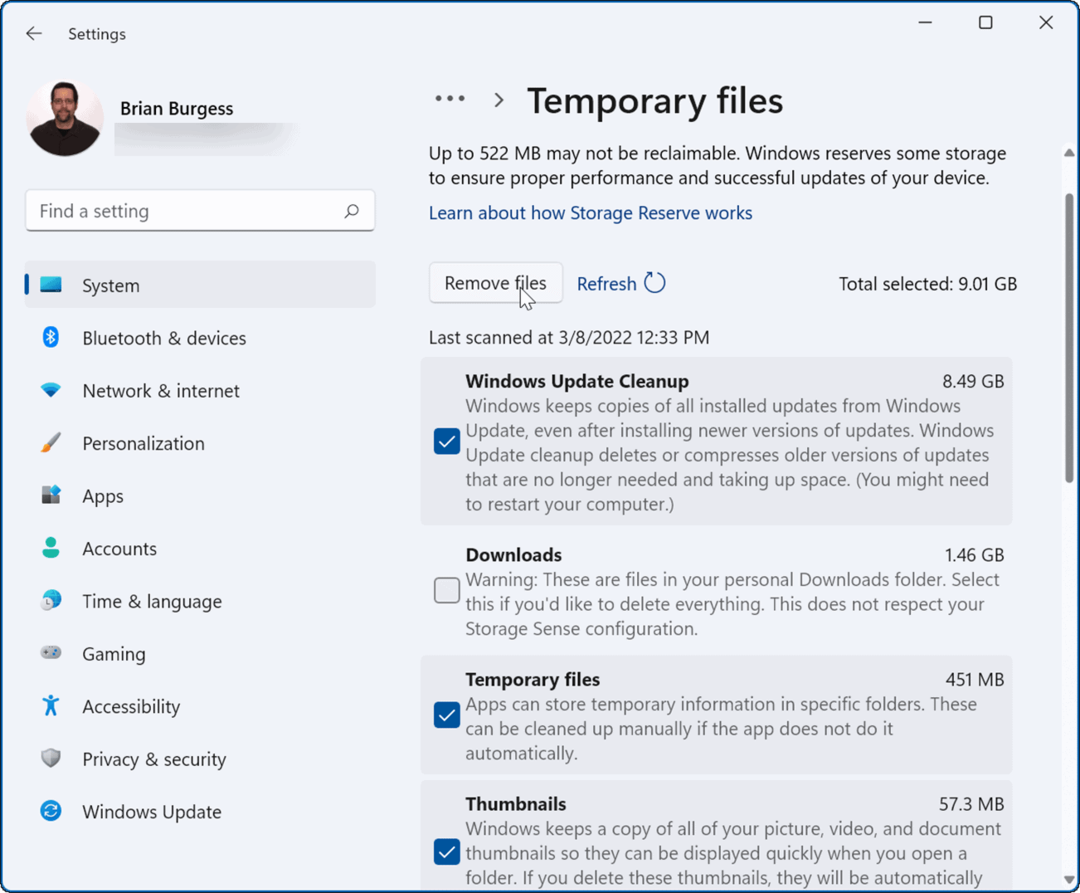 ukloniti privremene datoteke Čišćenje Windows Update