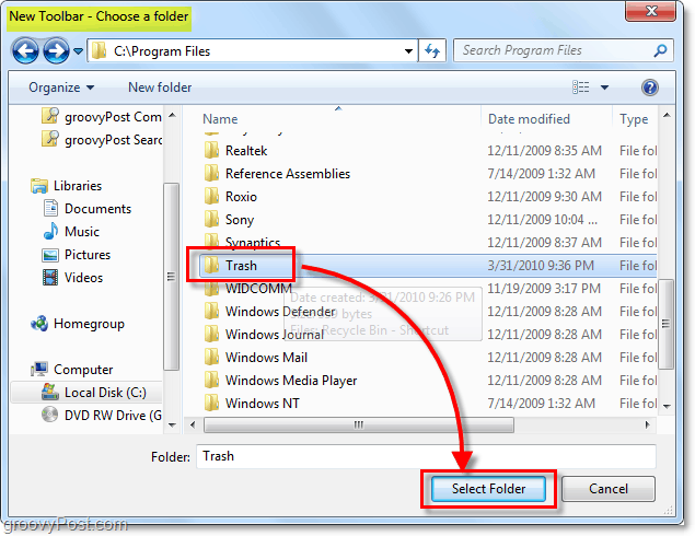 Kako zakvačiti potpuno funkcionalni koš za smeće na programskoj traci sustava Windows 7