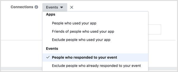 ciljajte Facebook oglase na ljude koji su se odazvali događaju