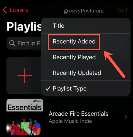 apple music sortiraj prema nedavno dodanom