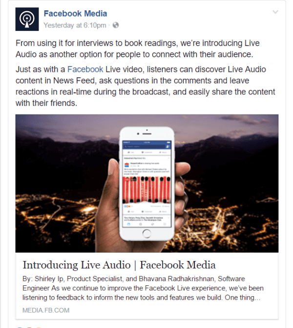 Facebook je predstavio novi način za live na Facebooku s Live Audio.