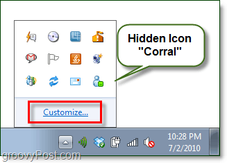 skriveni okov ikona u sustavu Windows 7