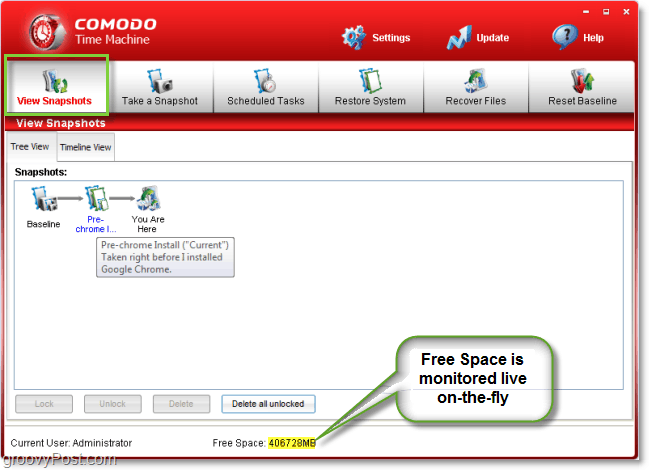 Comodo Time Machine stvara snimke sustava i slike