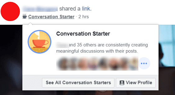 Čini se da Facebook eksperimentira s novim značkama Conversation Starter koje ističu korisnike i administratore koji svojim objavama neprestano stvaraju smislene rasprave.