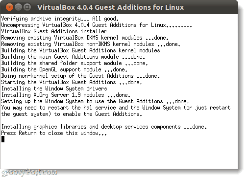 pokrenite virtualne dodatke za goste u Linuxu