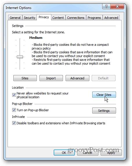 Privatnost sustava Windows 7 IE 10