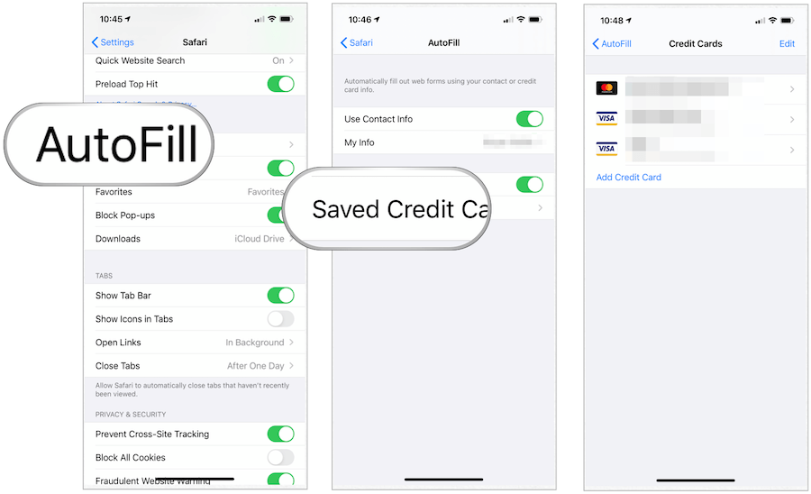 iOS kreditna kartica