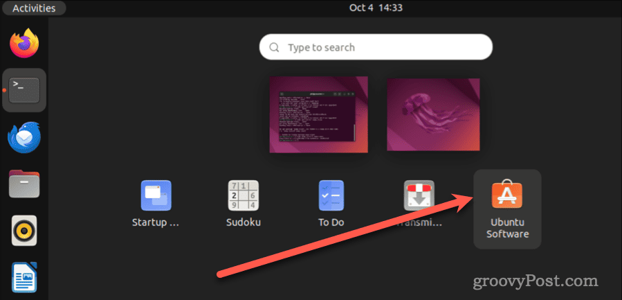 Pritisnite Ubuntu softver