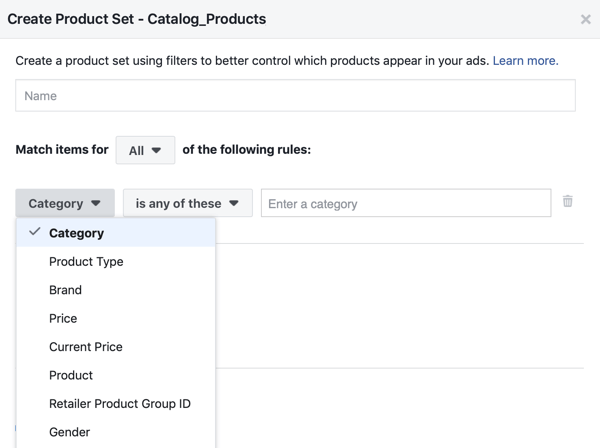 Upotrijebite Facebook alat za postavljanje događaja, korak 28, opcija izbornika Facebook da biste primijenili filtre na koje se proizvodi prikazuju kupcima