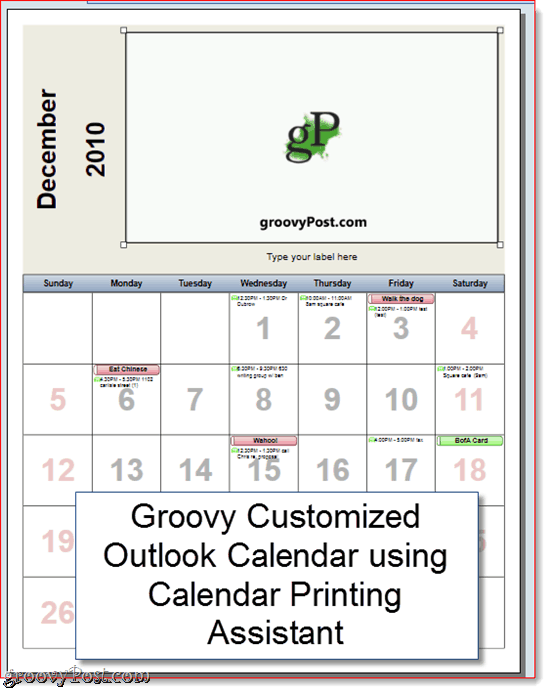 Outlook pomoćnik za ispis kalendara 2010