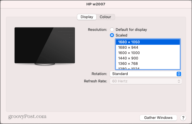 opcije razlučivosti vanjskog zaslona za Mac