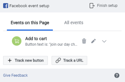 Upotrijebite Facebook alat za postavljanje događaja, korak 8, pregledajte praćenje događaja u prozoru Facebook Event Setup