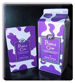 Prvo izdanje Purple Cow došlo je u kartonu s mlijekom.
