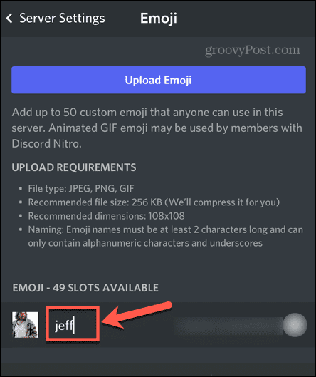 discord mobile preimenuj emoji