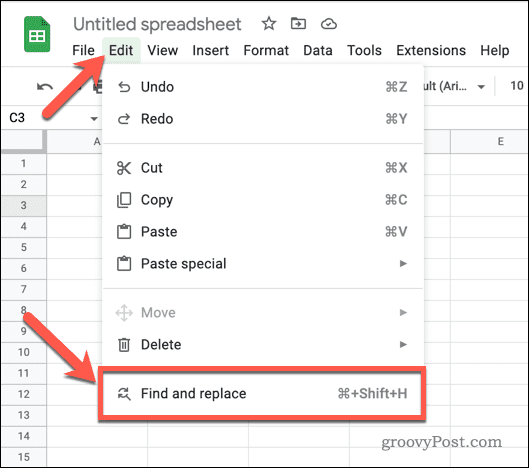 Pronađi i zamijeni u Google tablicama