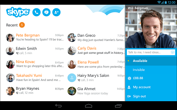 Skype 4.4 za Android dolazi s novim izgledom tableta