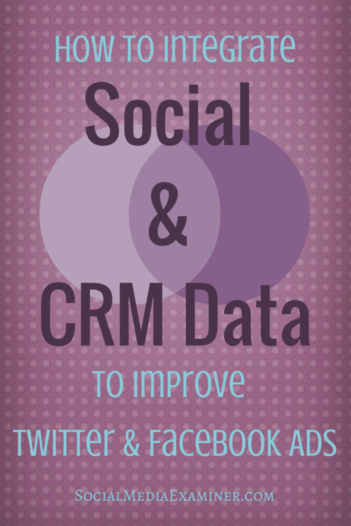 Kako integrirati društvene i CRM podatke kako biste poboljšali svoje Twitter i Facebook oglase: Ispitivač društvenih medija
