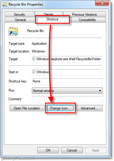 promijenite ikonu prečaca u sustavu Windows 7