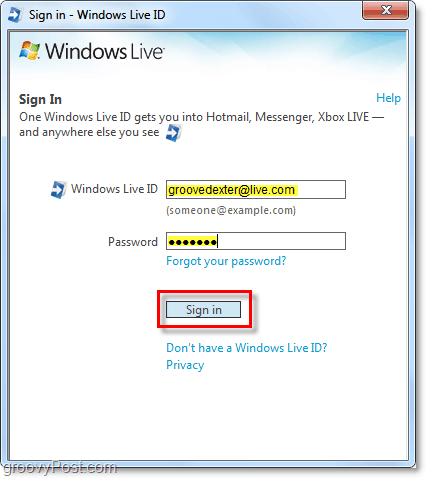 prijavite se u Windows Live automatski koristeći Windows 7 račun