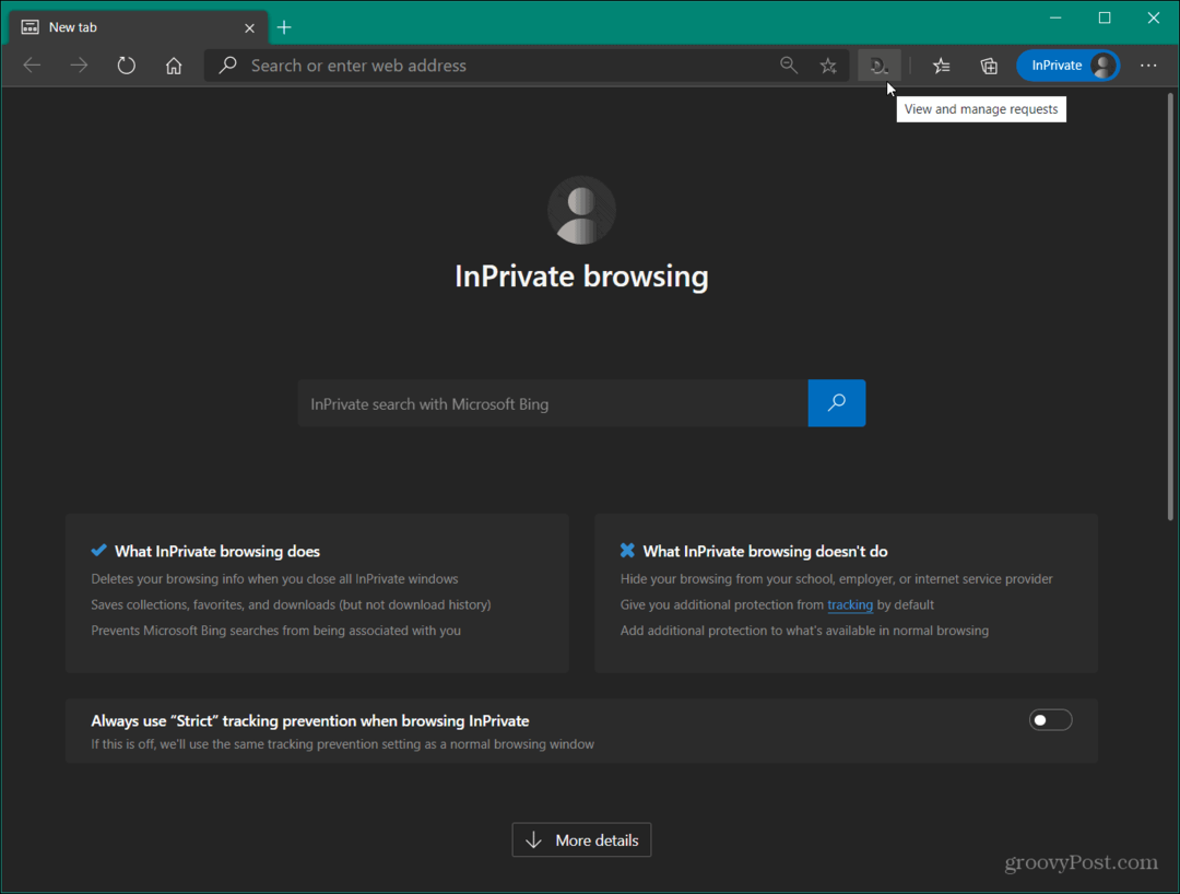 Neka Microsoft Edge koristi proširenje u načinu rada InPrivate