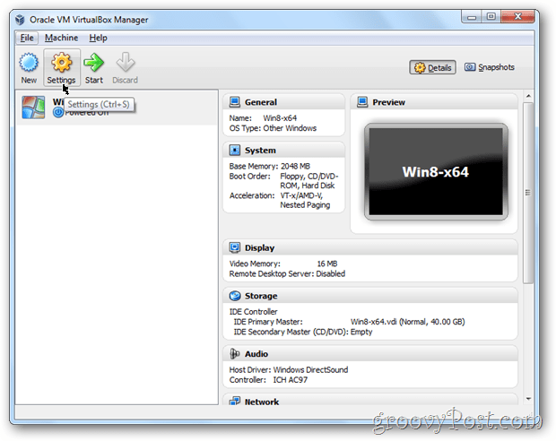 Postavke VirtualBoxa config Windows 8