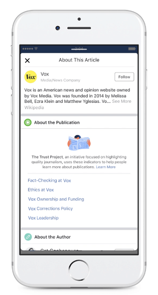 Facebook će početi prikazivati ​​nove pokazatelje povjerenja izdavača za članke podijeljene u Vijestima vijesti.
